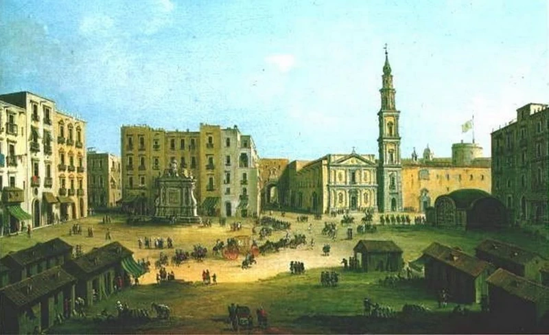Veduta di Piazza Mercato con Chiesa del Carmine